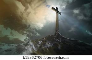 crucifixos, ligado, a, colina