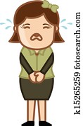 Crying Female - Business Cartoon