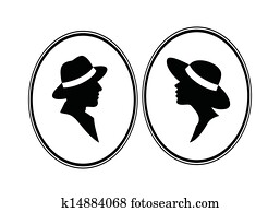 dama, y, genleman-gender, negro, icono