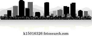 denver, horizonte cidade, silueta