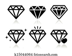Diamond vector icons set Diamond vector icons set