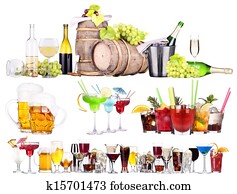 different alcohol drinks set isolated different alcohol drinks set isolated