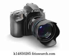 Digital photo camera on white isolated background.