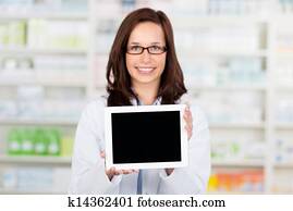 Digital tablet computer in pharmacy Digital tablet computer in pharmacy