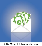Dollars in an envelope