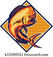 dorado, דולפין, fish, mahi-mahi, ראטרו