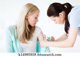 doutor, fazendo, vacina, para, paciente