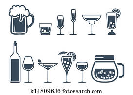 Drink alcohol beverage icons set Drink alcohol beverage icons set