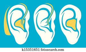 ear hearing aid deaf problem icons