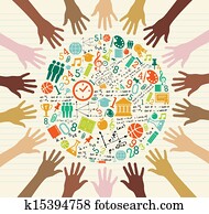 Education global icons human hands. Education global icons human hands.