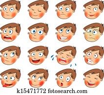 emotions., karikatur, gesichtsbehandlung, satz emotions., karikatur, gesichtsbehandlung, satz