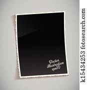 Empty vintage photo frame on table