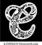 encaje, boda, inicial, c