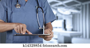 erfolg, klug, medizinischer doktor, arbeitende, mit, operationsraum