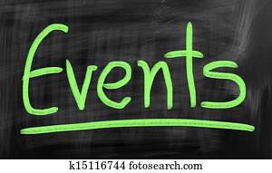 Events handwritten with white chalk on a blackboard Events handwritten with white chalk on a blackboard