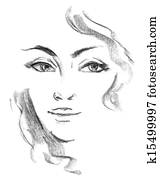 Female silhouette. Portrait of beautiful girl. Hand-drawn Female silhouette. Portrait of beautiful girl. Hand-drawn