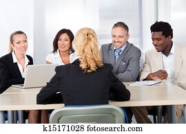 Female Woman Sitting At Interview