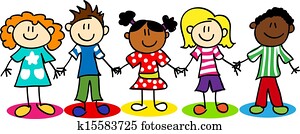 figura palo, diversidad étnica, niños