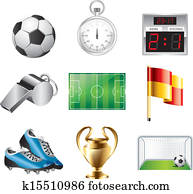 football, icônes, vecteur, ensemble