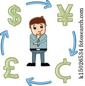 forex, großmarkt, -, geschaefts, karikatur