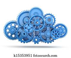 Gears. Cloud computing. Gears. Cloud computing.
