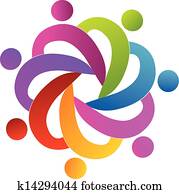 gemeinschaftsarbeit, leute, helfende, logo