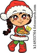 Girl With Cookies For Santa Girl With Cookies For Santa