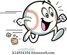glücklich, laufende, baseball glücklich, laufende, baseball