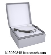 Google glass in open gift box Google glass in open gift box
