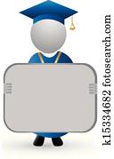 Graduate with announcement symbol