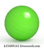 Green fitness ball isolated on white Green fitness ball isolated on white
