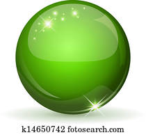 Green glossy sphere isolated on whi