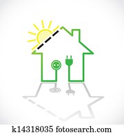 Green house as simple solar electricity circuit - illustration Green house as simple solar electricity circuit - illustration