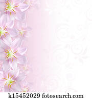 Greeting or invitation card background with pink lily flowers Greeting or invitation card background with pink lily flowers
