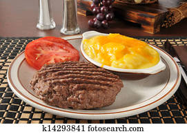 Grilled groud sirloin with au gratin potatoes Grilled groud sirloin with au gratin potatoes