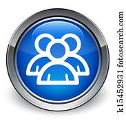 Group people icon glossy blue button Group people icon glossy blue button