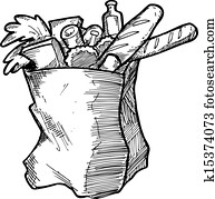 Hand drawn shopping bag