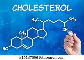 hand with pen drawing the chemical formula of cholesterol hand with pen drawing the chemical formula of cholesterol