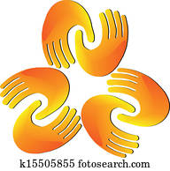 Hands teamwork helping logo Hands teamwork helping logo