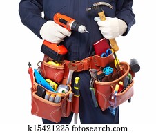 Handyman with a tool belt. Handyman with a tool belt.