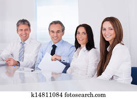 Happy Businesspeople In A Row