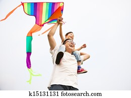 happy family with colorful kite happy family with colorful kite