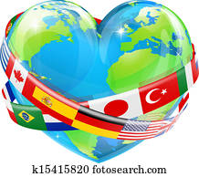 Heart globe with flags