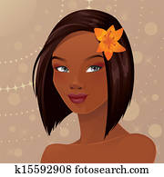 hermoso, mujer americana africana