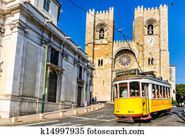 histórico, amarela, bonde, 28, de, lisboa