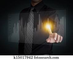 homme affaires, main, urgent, a, diagramme