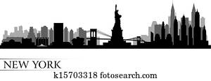 horizonte cidade nova iorque, detalhado, silueta