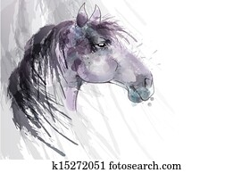 Horse head watercolor painting Horse head watercolor painting