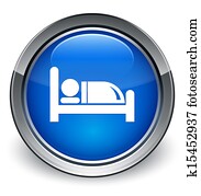 Hotel bed icon glossy blue button Hotel bed icon glossy blue button