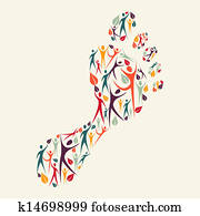 Human diversity concept foot print